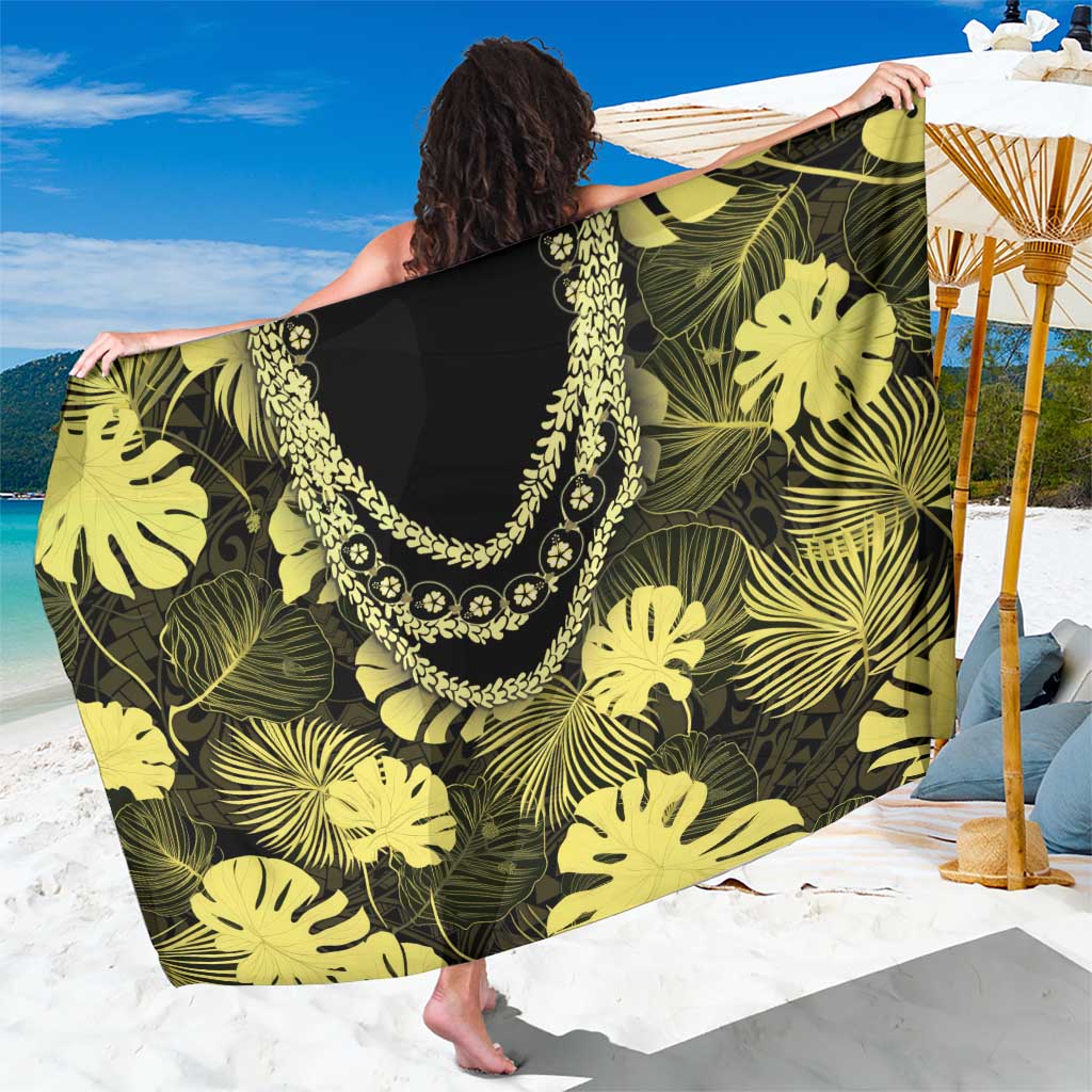 Yellow Hawaii Kukui Nut Lei Sarong Hawaiian Pattern Monstera Tropical Vibes LT14 One Size 44 x 66 inches Yellow - Polynesian Pride