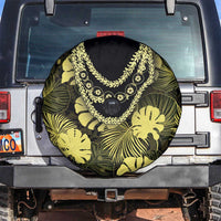 Yellow Hawaii Kukui Nut Lei Spare Tire Cover Hawaiian Pattern Monstera Tropical Vibes LT14 Yellow - Polynesian Pride