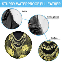 Yellow Hawaii Kukui Nut Lei Spare Tire Cover Hawaiian Pattern Monstera Tropical Vibes LT14 - Polynesian Pride
