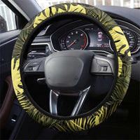 Yellow Hawaii Kukui Nut Lei Steering Wheel Cover Hawaiian Pattern Monstera Tropical Vibes LT14 - Polynesian Pride