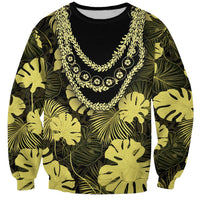 Yellow Hawaii Kukui Nut Lei Sweatshirt Hawaiian Pattern Monstera Tropical Vibes LT14 Unisex Yellow - Polynesian Pride