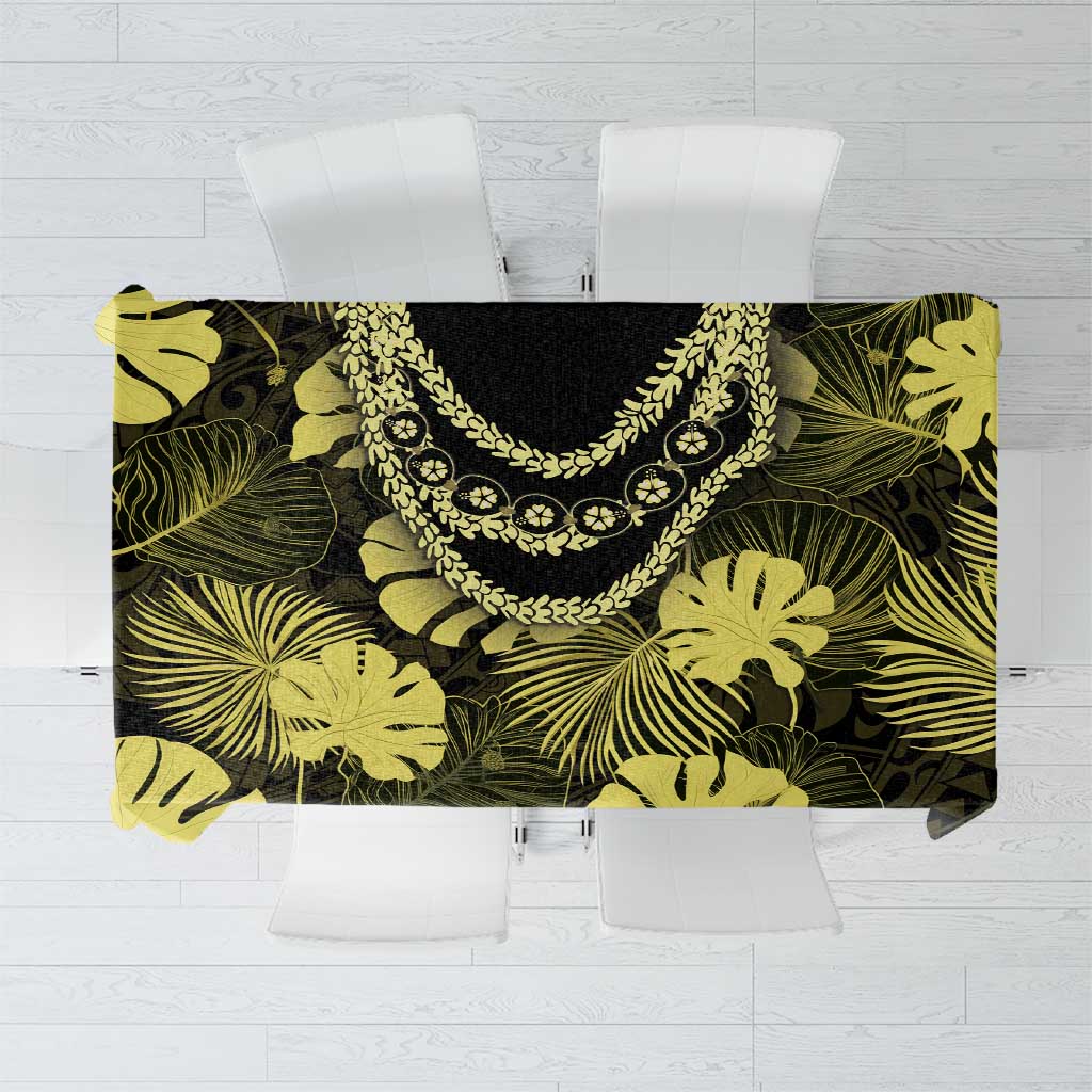 Yellow Hawaii Kukui Nut Lei Tablecloth Hawaiian Pattern Monstera Tropical Vibes LT14 Yellow - Polynesian Pride