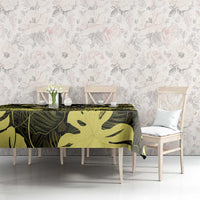 Yellow Hawaii Kukui Nut Lei Tablecloth Hawaiian Pattern Monstera Tropical Vibes LT14 - Polynesian Pride