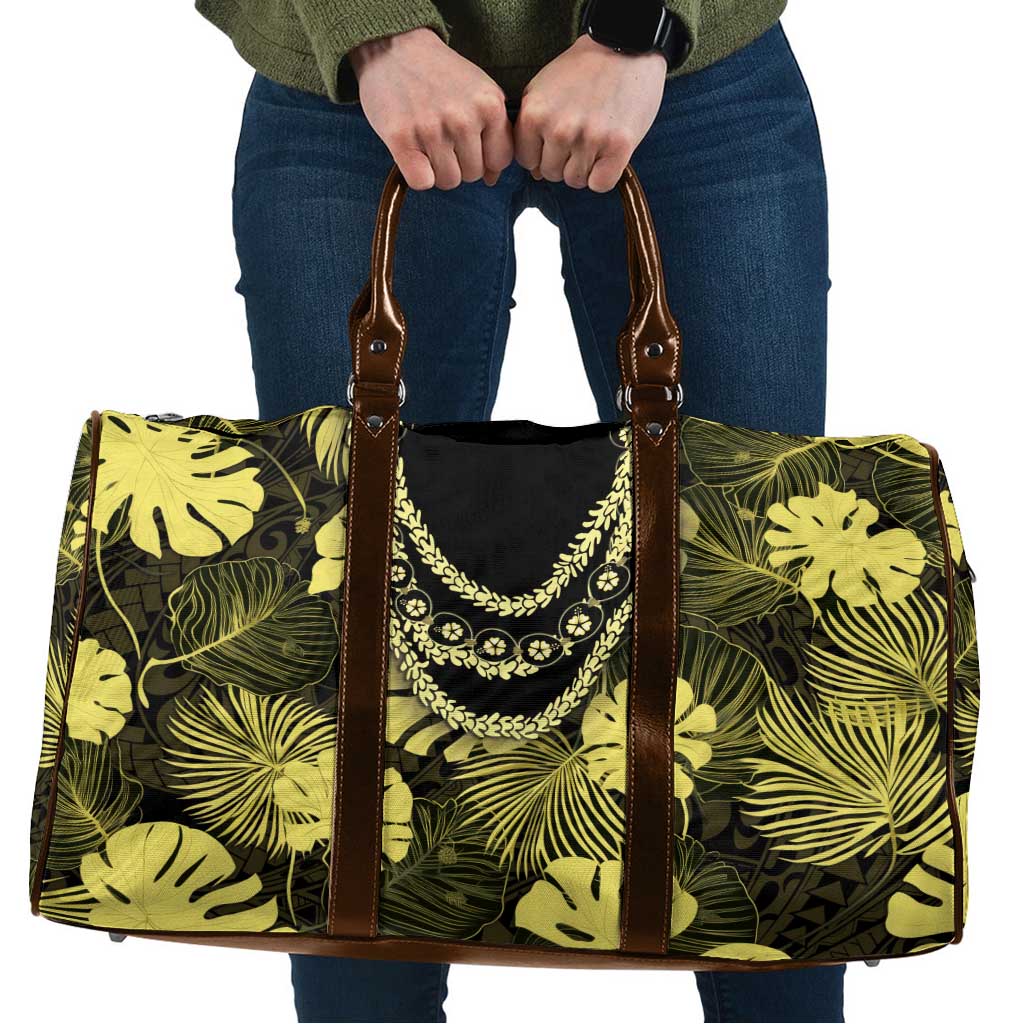 Yellow Hawaii Kukui Nut Lei Travel Bag Hawaiian Pattern Monstera Tropical Vibes LT14 Yellow - Polynesian Pride