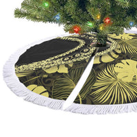 Yellow Hawaii Kukui Nut Lei Tree Skirt Hawaiian Pattern Monstera Tropical Vibes LT14 - Polynesian Pride