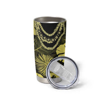 Yellow Hawaii Kukui Nut Lei Tumbler Cup Hawaiian Pattern Monstera Tropical Vibes LT14 - Polynesian Pride