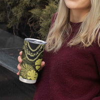 Yellow Hawaii Kukui Nut Lei Tumbler Cup Hawaiian Pattern Monstera Tropical Vibes LT14 - Polynesian Pride