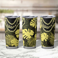 Yellow Hawaii Kukui Nut Lei Tumbler Cup Hawaiian Pattern Monstera Tropical Vibes LT14 - Polynesian Pride