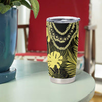 Yellow Hawaii Kukui Nut Lei Tumbler Cup Hawaiian Pattern Monstera Tropical Vibes LT14 - Polynesian Pride