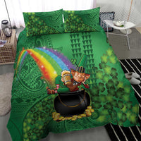 Hawaii Saint Patrick's Day Bedding Set Funny Leprechaun With Pot Of Gold - Polynesian Tattoo LT14 - Polynesian Pride