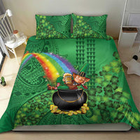 Hawaii Saint Patrick's Day Bedding Set Funny Leprechaun With Pot Of Gold - Polynesian Tattoo LT14 - Polynesian Pride