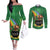 Hawaii Saint Patrick's Day Couples Matching Off The Shoulder Long Sleeve Dress and Long Sleeve Button Shirt Funny Leprechaun With Pot Of Gold - Polynesian Tattoo