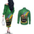 Hawaii Saint Patrick's Day Couples Matching Off The Shoulder Long Sleeve Dress and Long Sleeve Button Shirt Funny Leprechaun With Pot Of Gold - Polynesian Tattoo