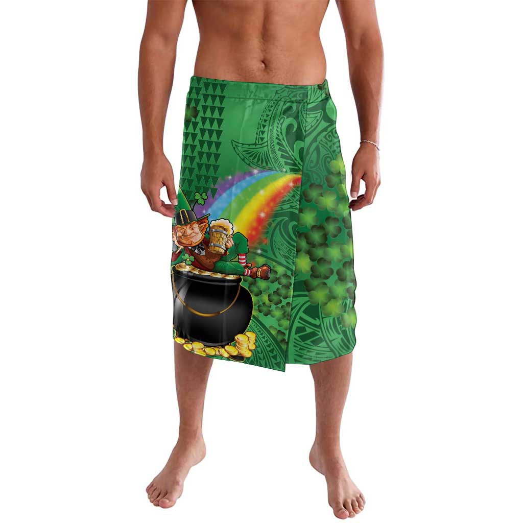 Hawaii Saint Patrick's Day Lavalava Funny Leprechaun With Pot Of Gold - Polynesian Tattoo