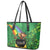 Hawaii Saint Patrick's Day Leather Tote Bag Funny Leprechaun With Pot Of Gold - Polynesian Tattoo