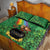 Hawaii Saint Patrick's Day Quilt Bed Set Funny Leprechaun With Pot Of Gold - Polynesian Tattoo