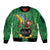 Hawaii Saint Patrick's Day Sleeve Zip Bomber Jacket Funny Leprechaun With Pot Of Gold - Polynesian Tattoo