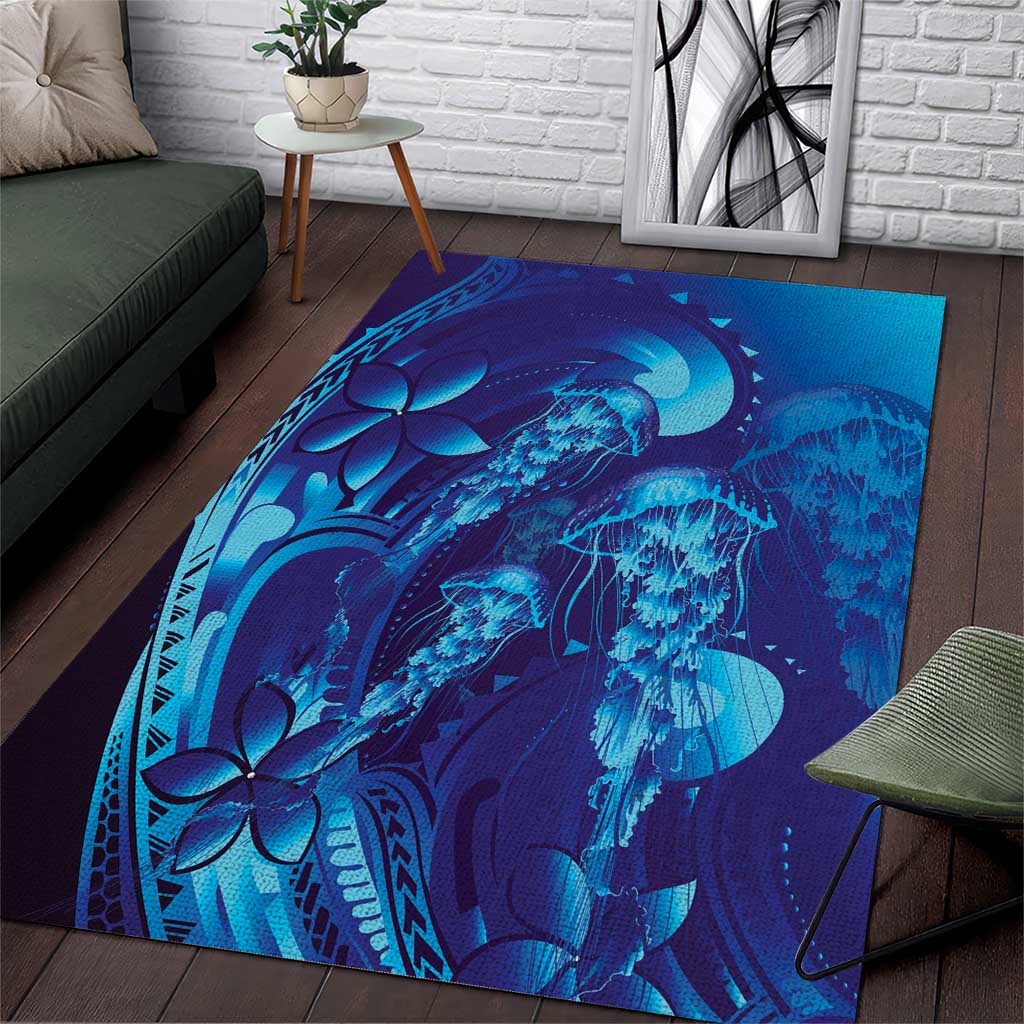 Purple Paradise Polynesia Jellyfish Area Rug Plumeria Polynesian Tattoo Glowing Vibes LT14 Purple - Polynesian Pride