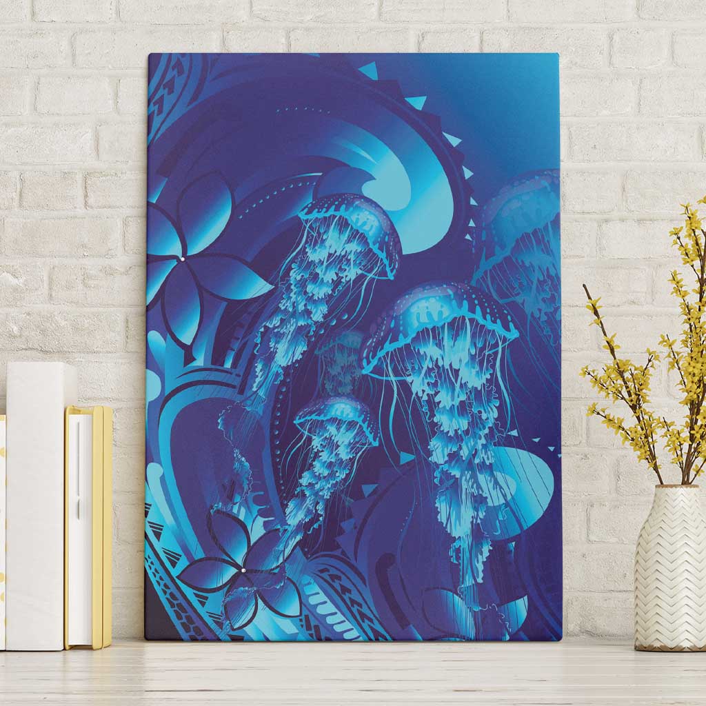 Purple Paradise Polynesia Jellyfish Canvas Wall Art Plumeria Polynesian Tattoo Glowing Vibes LT14 Without Frame Purple - Polynesian Pride
