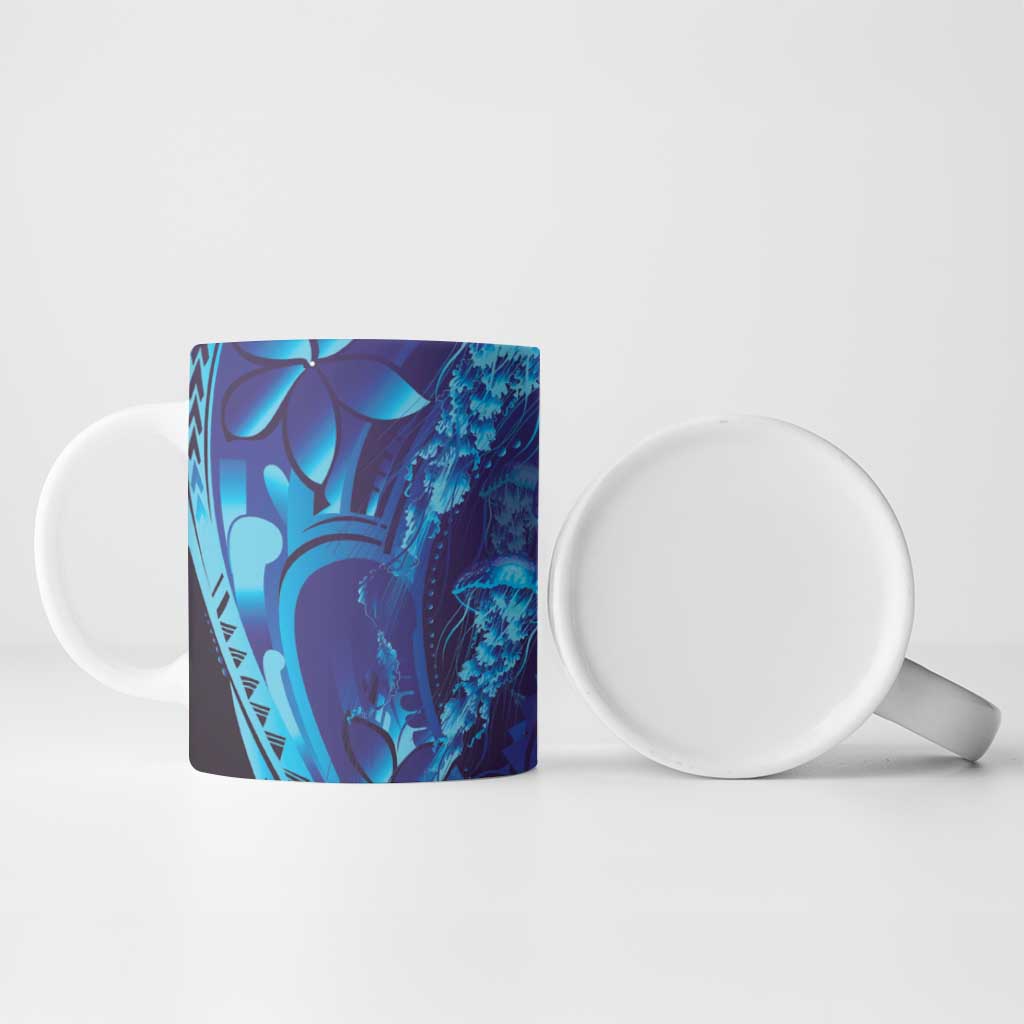Purple Paradise Polynesia Jellyfish Ceramic Mug Plumeria Polynesian Tattoo Glowing Vibes LT14 - Polynesian Pride