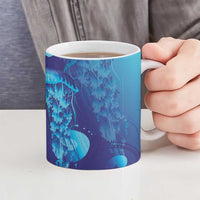 Purple Paradise Polynesia Jellyfish Ceramic Mug Plumeria Polynesian Tattoo Glowing Vibes LT14 - Polynesian Pride
