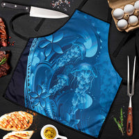 Blue Gradient Polynesia Jellyfish Apron Plumeria Polynesian Tattoo Glowing Vibes LT14 Blue - Polynesian Pride