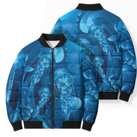 Blue Gradient Polynesia Jellyfish Bomber Puffer Jacket Plumeria Polynesian Tattoo Glowing Vibes LT14 - Polynesian Pride