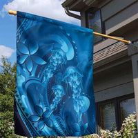 Blue Gradient Polynesia Jellyfish Garden Flag Plumeria Polynesian Tattoo Glowing Vibes LT14 - Polynesian Pride
