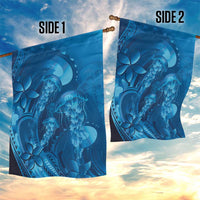 Blue Gradient Polynesia Jellyfish Garden Flag Plumeria Polynesian Tattoo Glowing Vibes LT14 - Polynesian Pride