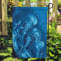Blue Gradient Polynesia Jellyfish Garden Flag Plumeria Polynesian Tattoo Glowing Vibes LT14 Garden Flag Blue - Polynesian Pride