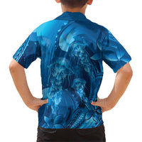 Blue Gradient Polynesia Jellyfish Kid Hawaiian Shirt Plumeria Polynesian Tattoo Glowing Vibes LT14 - Polynesian Pride