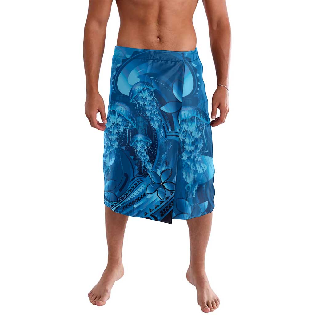 Blue Gradient Polynesia Jellyfish Lavalava Plumeria Polynesian Tattoo Glowing Vibes LT14 Blue - Polynesian Pride