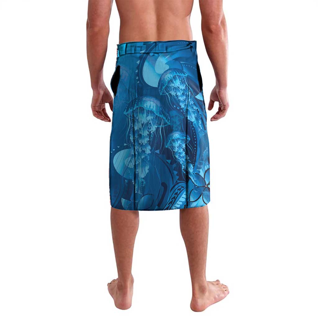 Blue Gradient Polynesia Jellyfish Lavalava Plumeria Polynesian Tattoo Glowing Vibes LT14 - Polynesian Pride