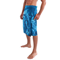 Blue Gradient Polynesia Jellyfish Lavalava Plumeria Polynesian Tattoo Glowing Vibes LT14 - Polynesian Pride