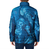 Blue Gradient Polynesia Jellyfish Padded Jacket Plumeria Polynesian Tattoo Glowing Vibes LT14 - Polynesian Pride