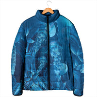 Blue Gradient Polynesia Jellyfish Padded Jacket Plumeria Polynesian Tattoo Glowing Vibes LT14 - Polynesian Pride