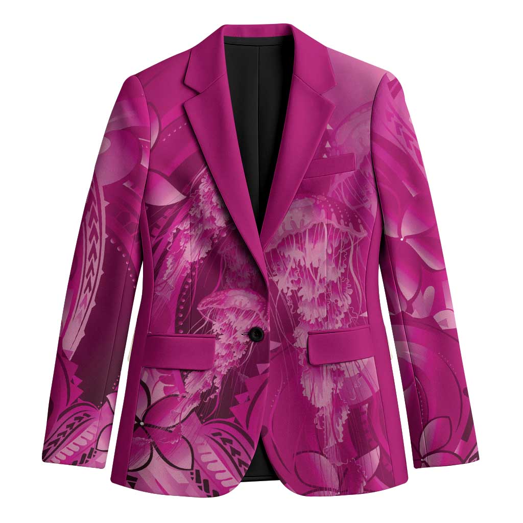 Pink Gradient Polynesia Jellyfish Blazer Plumeria Polynesian Tattoo Glowing Vibes LT14 Unisex Pink - Polynesian Pride