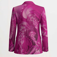 Pink Gradient Polynesia Jellyfish Blazer Plumeria Polynesian Tattoo Glowing Vibes LT14 - Polynesian Pride