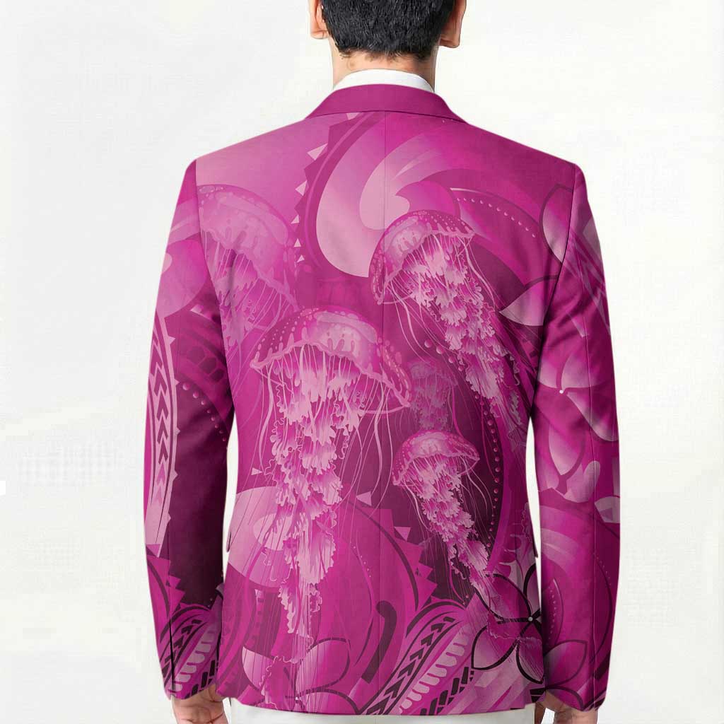 Pink Gradient Polynesia Jellyfish Blazer Plumeria Polynesian Tattoo Glowing Vibes LT14 - Polynesian Pride