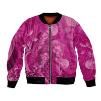 Pink Gradient Polynesia Jellyfish Bomber Jacket Plumeria Polynesian Tattoo Glowing Vibes LT14 Unisex Pink - Polynesian Pride