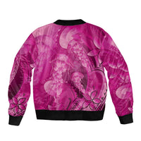 Pink Gradient Polynesia Jellyfish Bomber Jacket Plumeria Polynesian Tattoo Glowing Vibes LT14 - Polynesian Pride