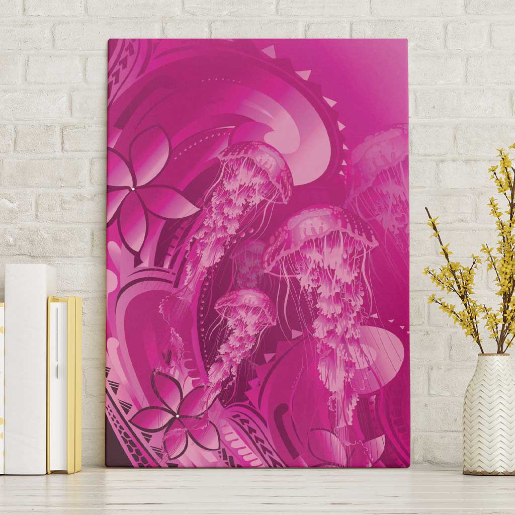 Pink Gradient Polynesia Jellyfish Canvas Wall Art Plumeria Polynesian Tattoo Glowing Vibes LT14 Without Frame Pink - Polynesian Pride