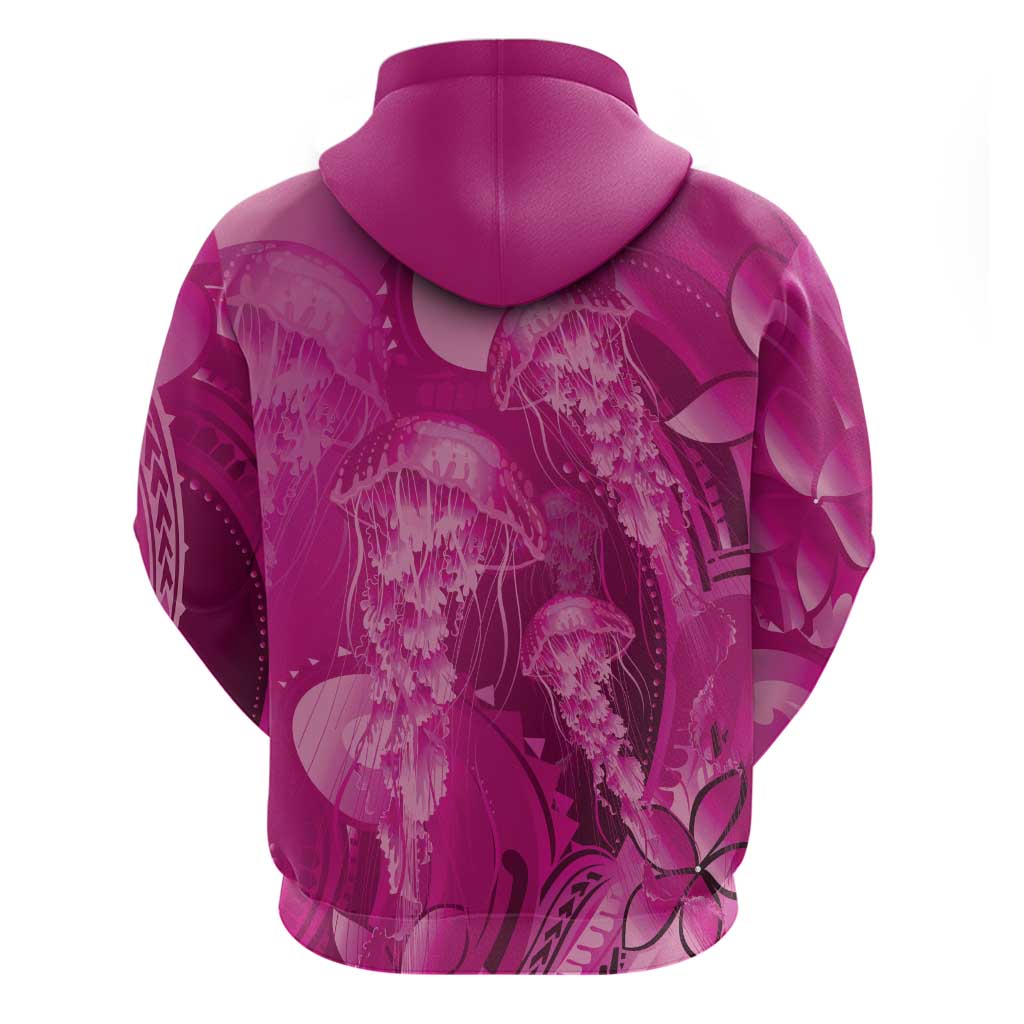 Pink Gradient Polynesia Jellyfish Hoodie Plumeria Polynesian Tattoo Glowing Vibes LT14 - Polynesian Pride