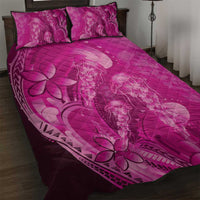 Pink Gradient Polynesia Jellyfish Quilt Bed Set Plumeria Polynesian Tattoo Glowing Vibes LT14 Pink - Polynesian Pride