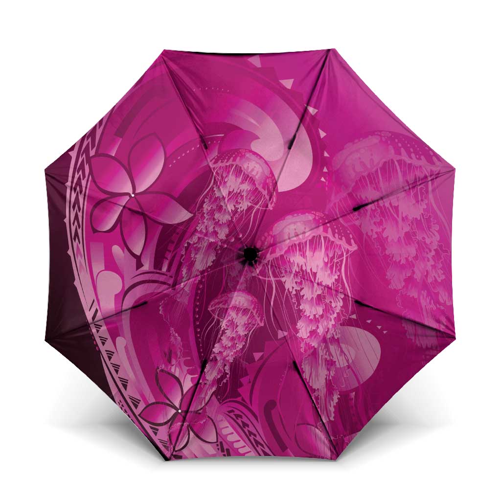 Pink Gradient Polynesia Jellyfish Umbrella Plumeria Polynesian Tattoo Glowing Vibes LT14 One Size Folded 11.42 inch Opened Diameter 37.4 inch Pink - Polynesian Pride