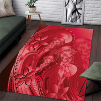 Red Gradient Polynesia Jellyfish Area Rug Plumeria Polynesian Tattoo Glowing Vibes LT14 Red - Polynesian Pride