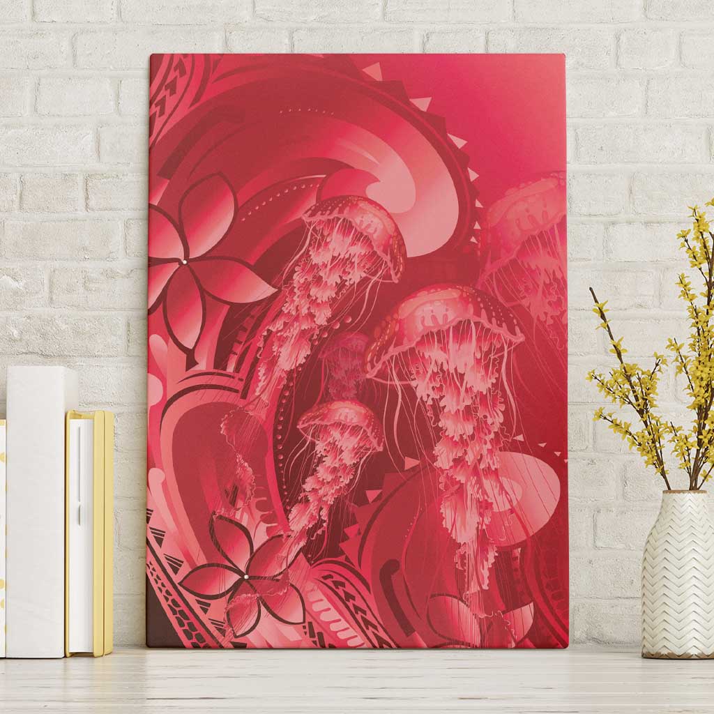 Red Gradient Polynesia Jellyfish Canvas Wall Art Plumeria Polynesian Tattoo Glowing Vibes LT14 Without Frame Red - Polynesian Pride