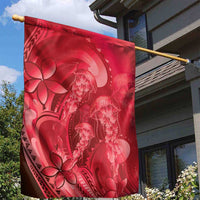 Red Gradient Polynesia Jellyfish Garden Flag Plumeria Polynesian Tattoo Glowing Vibes LT14 - Polynesian Pride