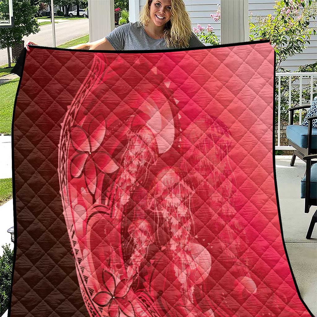 Red Gradient Polynesia Jellyfish Quilt Plumeria Polynesian Tattoo Glowing Vibes LT14 Red - Polynesian Pride