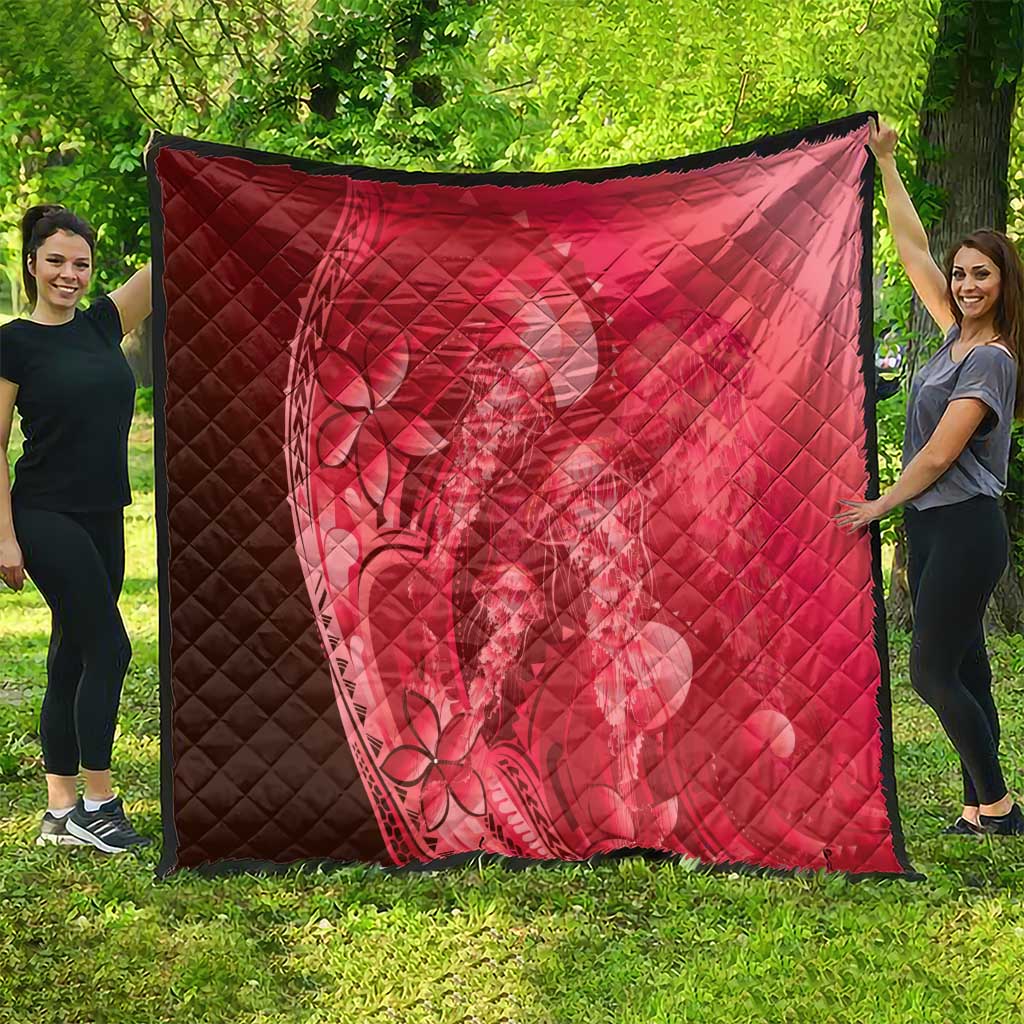 Red Gradient Polynesia Jellyfish Quilt Plumeria Polynesian Tattoo Glowing Vibes LT14 - Polynesian Pride
